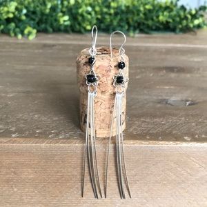 Silver long earrings